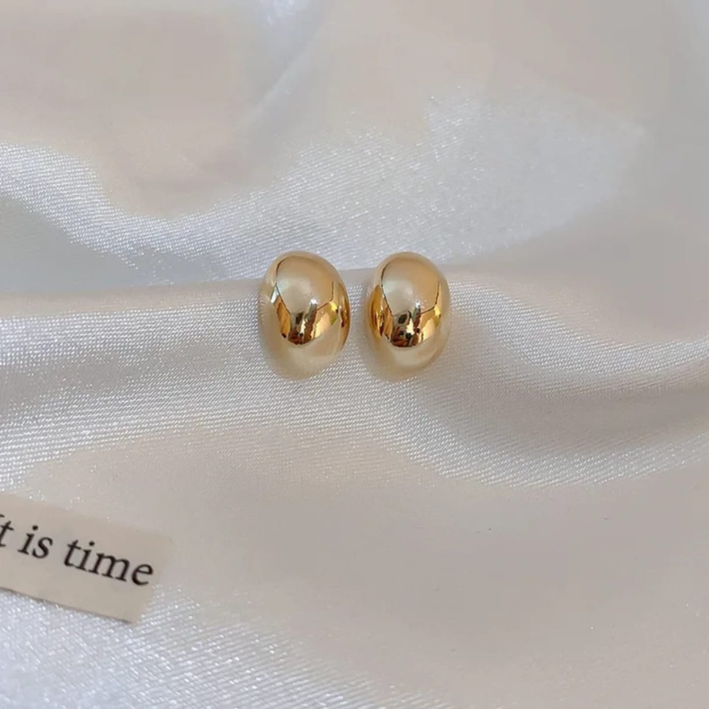 Title: Elegant Gold-Plated Oval Stud Earrings 