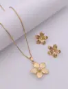 Gold Flower Pearl Necklace & Earring Set