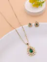 Luxe Teardrop Green Pendant and Earring Set