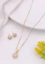 Anti-Tarnish Classic Gold Sparkle Round Pendant Set