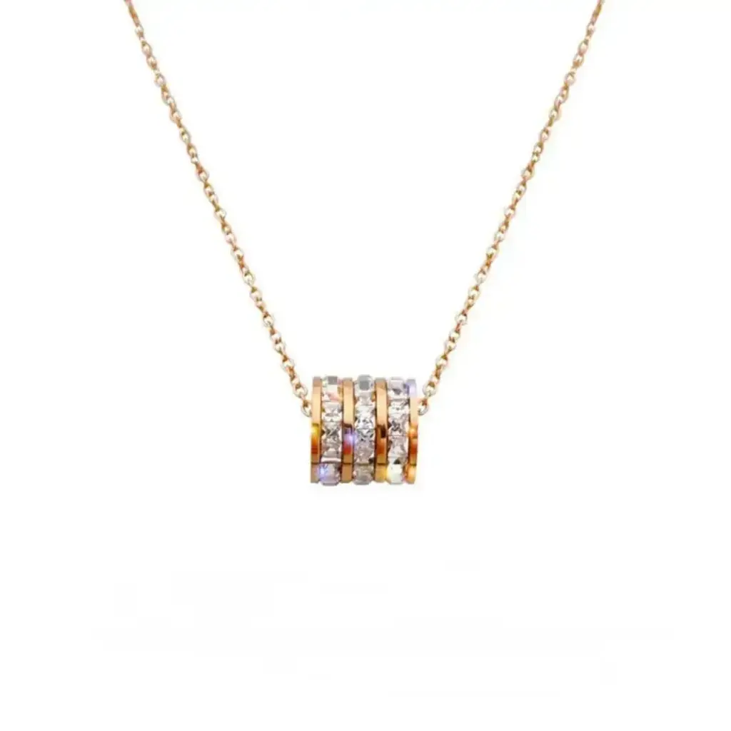 Elegant Barrel Crystal Pendant Necklace 