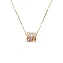 Elegant Barrel Crystal Pendant Necklace 