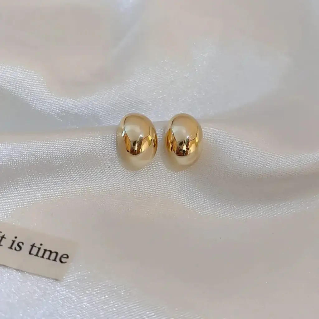 Elegant Gold-Plated Oval Stud Earrings