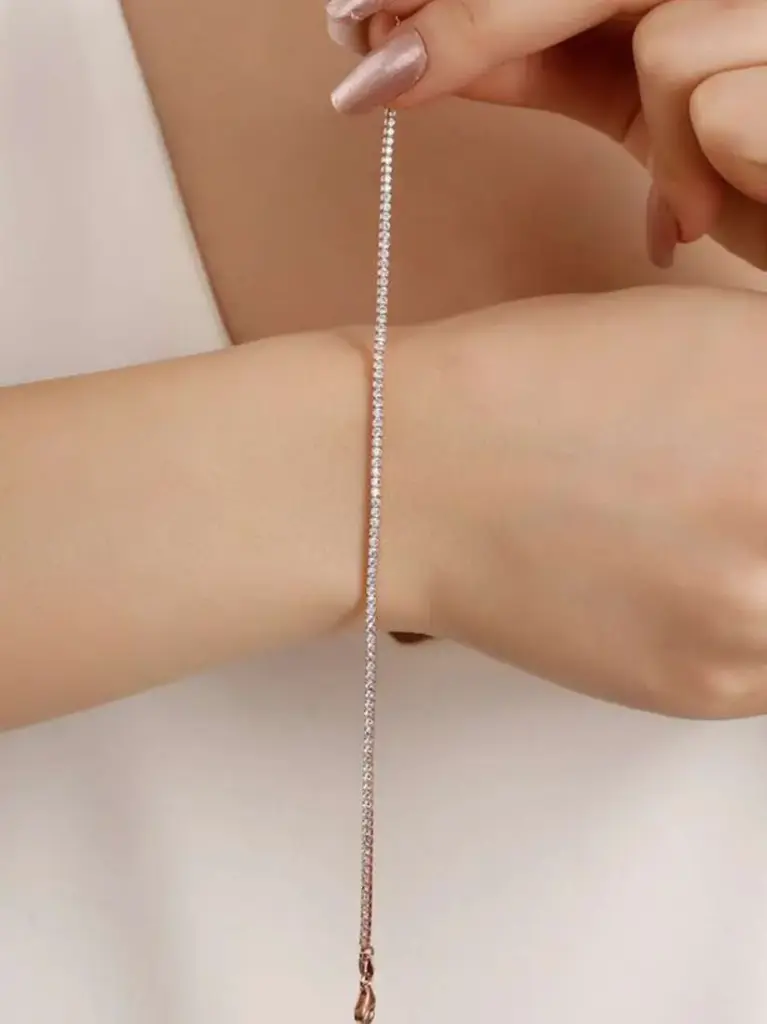Elegant Sterling Golden Cubic Zirconia Bracelet for Women