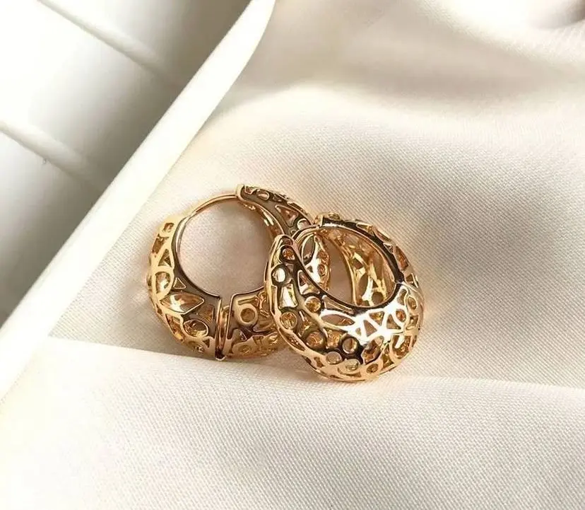 Golden Filigree Hoop Earrings(Rose Gold)