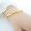 Gold-toned bangle bracelet with small diamond(Anti-Tarnish)