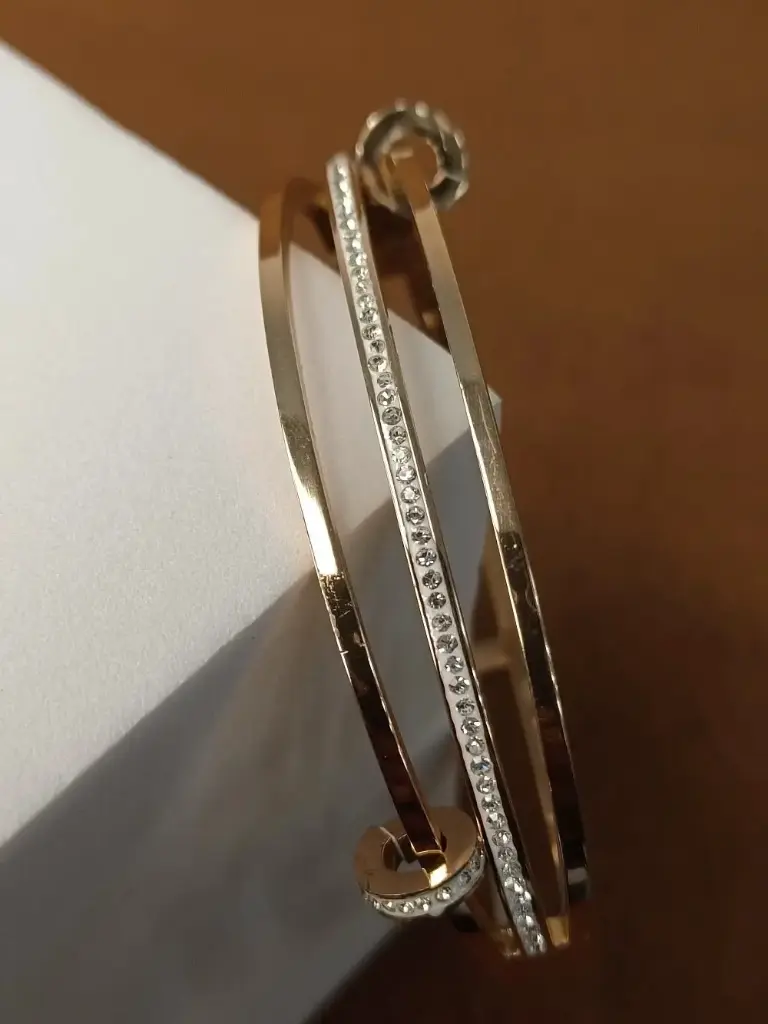 Elegant Triple Row Crystal Bracelet - Rose Gold