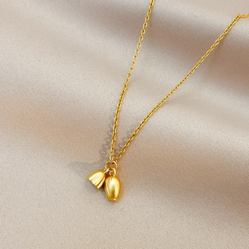 Elegant Lotus Pendant necklace titanium steel luxurious