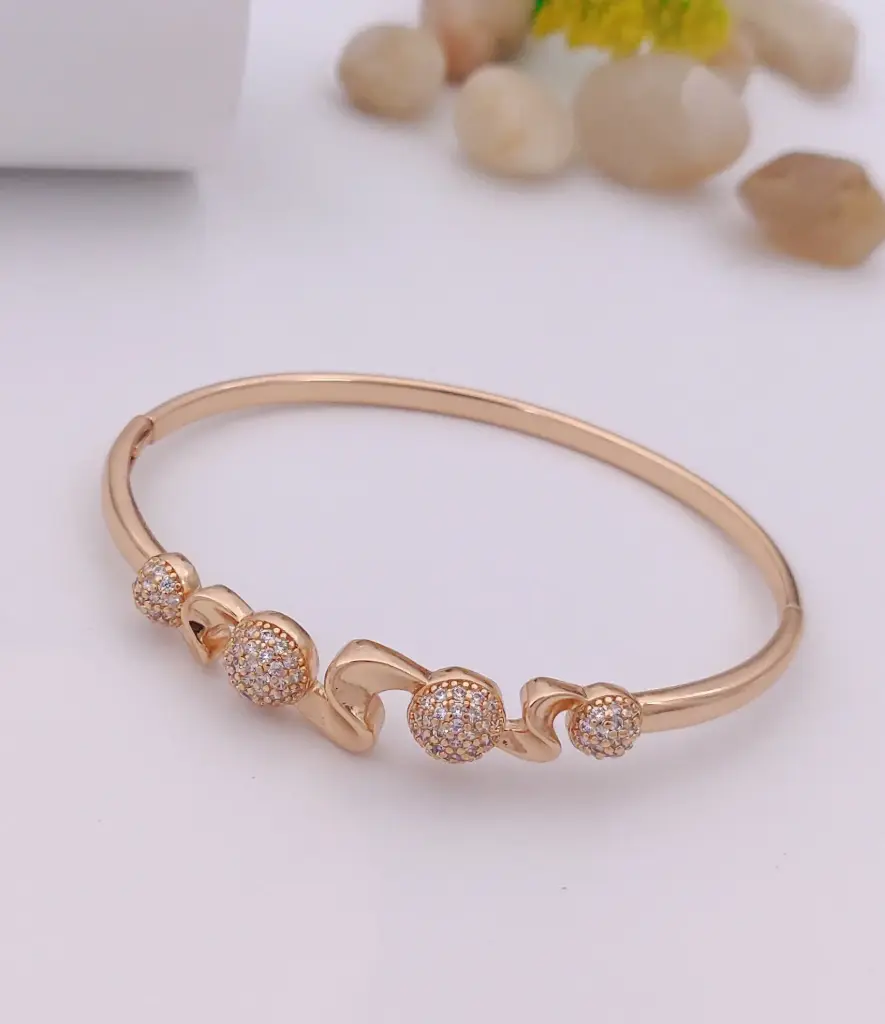 Rose Gold Cubic Zirconia Swirl Cuff Bracelet