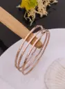 Elegant Rose Gold-Tone Stainless Steel Anti-Tarnish Bangles (Set of 3)