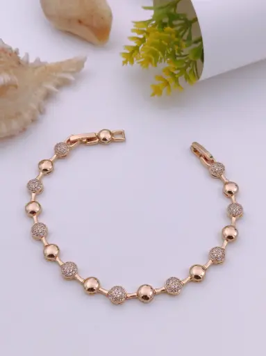 Classic Dual-Tone Beaded Anti-Tarnish Bracelet (Rose-Gold)