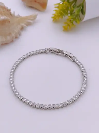 [k_B012] Silver Tennis Bracelet with Sparkling Stones