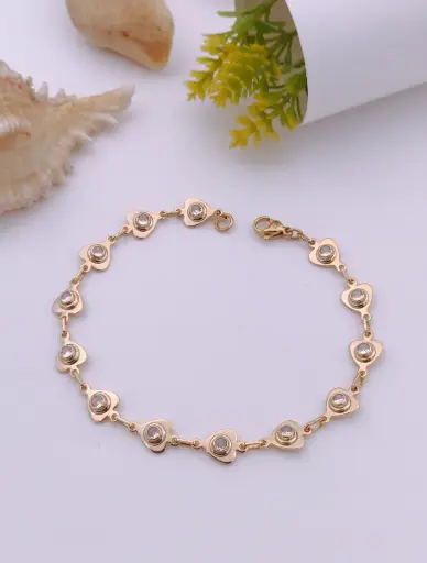 [k_B014] Chic Heart Charm Rose-Gold Bracelet