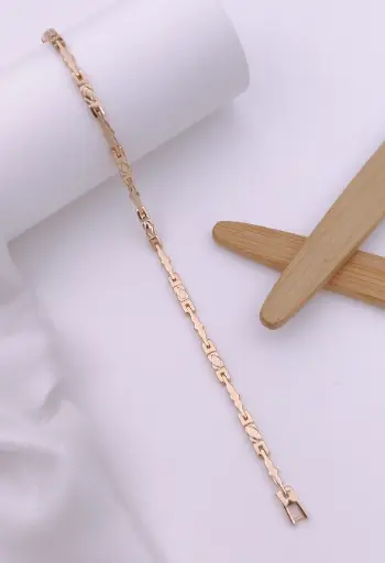[k_B015] Minimalist Link Style Rose-Gold Bracelet