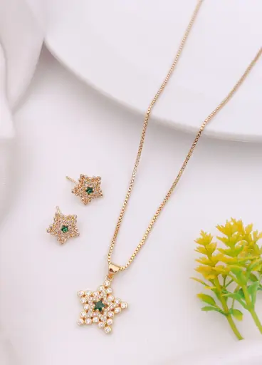 [k_P04] Anti-Tarnish Starry Sparkle Necklace & Earring Set