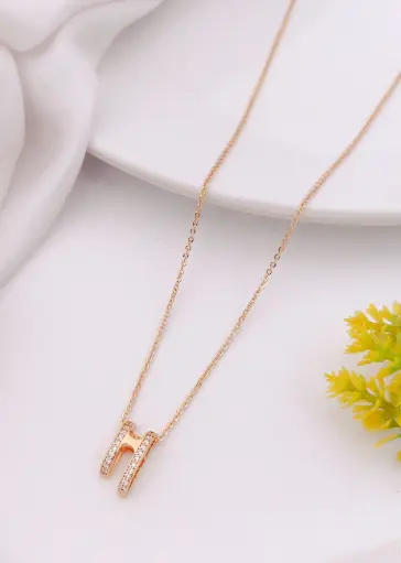 [k_N011] Minimal Luxe Dual Curve Necklace
