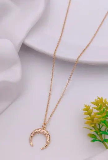 [k_N013] Anti-Tarnish Gold Crescent Moon Pendant Necklace