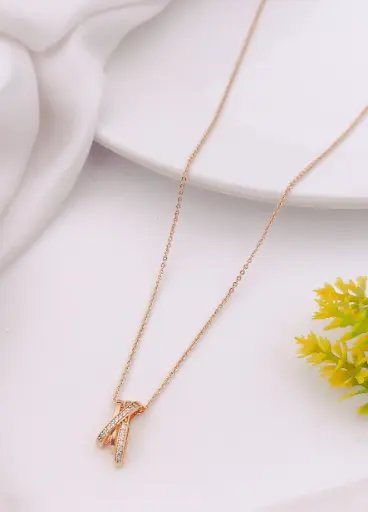 Anti-Tarnish Criss-Cross Sparkle Pendant Necklace