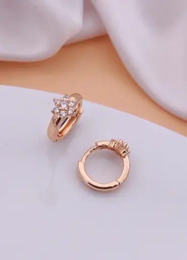 Anti-Tarnish Floral CZ Hoop Earrings