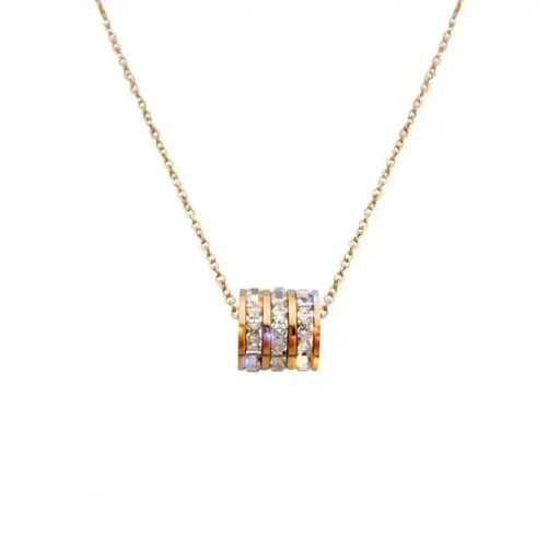 Elegant Barrel Crystal Pendant Necklace 