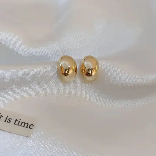 Elegant Gold-Plated Oval Stud Earrings