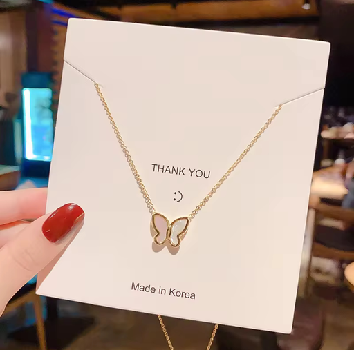 High Quality White Shell butterfly Necklace Genuine Gold Plated Simple Necklace Fritillary butterfly Pendant Necklace