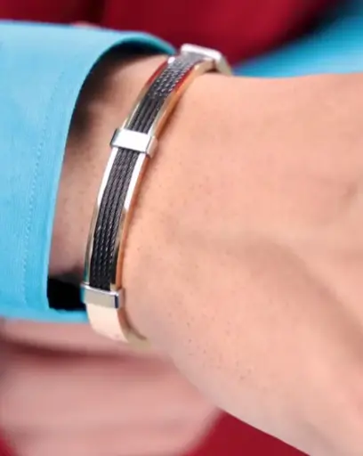 Elegant Dual-Tone Stainless Steel Bracelet for Men
