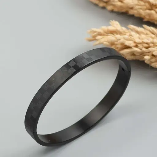 Matte Black Checkered Titanium Bracelet