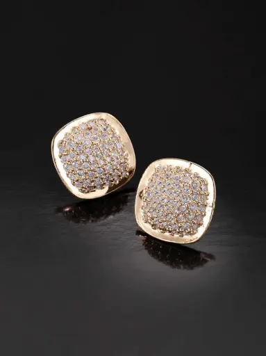  Rose Gold Pavé Cushion Stud Earrings