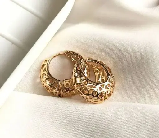 Golden Filigree Hoop Earrings(Rose Gold)