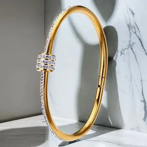Gold-toned bracelet adorned with sparkling crystals