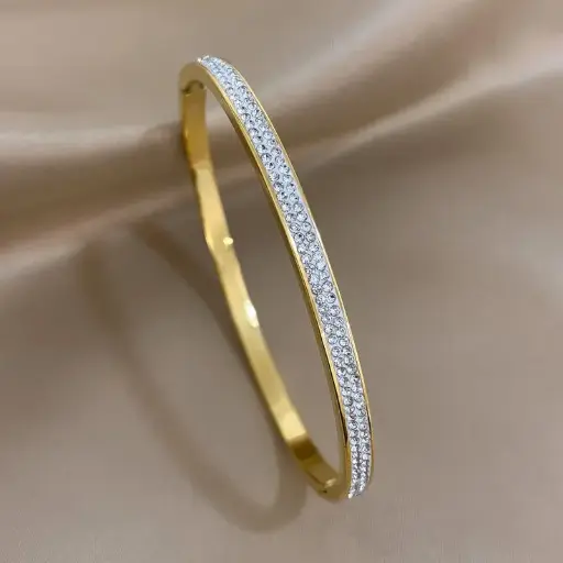  Sparkling Bangle Bracelet - Gold, Rose Gold, Silver