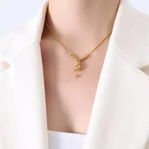 Radiant Gold-Tone Anti-Tarnish Beaded Pendant Necklace