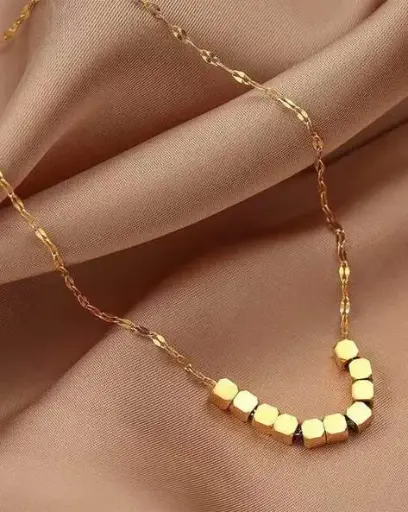 Geometric Gold-Plated Anti-Tarnish Bead Necklace 