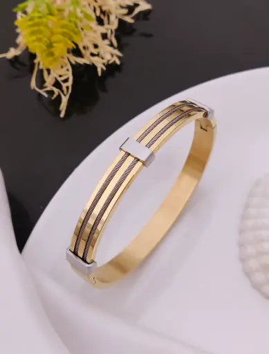 Gold and Silver Stainless Steel Cable Bracelet