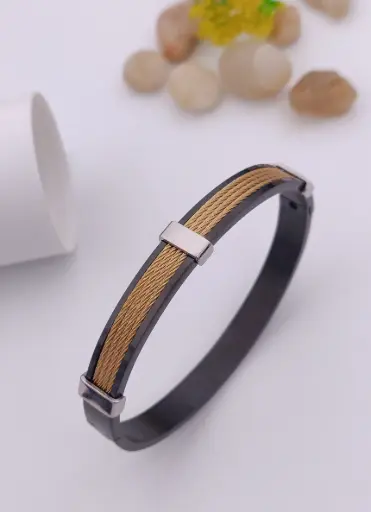 Men's Black and Gold Cable Bracelet