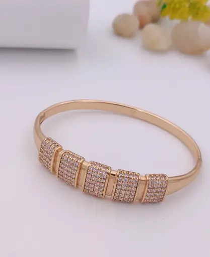 Rose Gold Cubic Zirconia Bangle Bracelet