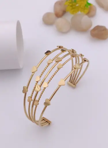 Gold-Tone Multi-Strand Heart Cuff Bracelet