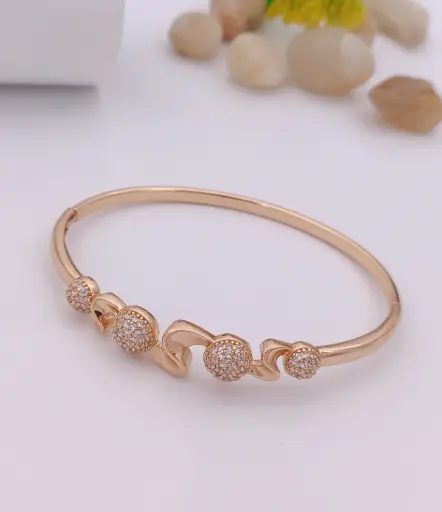 Rose Gold Cubic Zirconia Swirl Cuff Bracelet