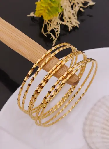6pc Twisted Gold Bangles Set