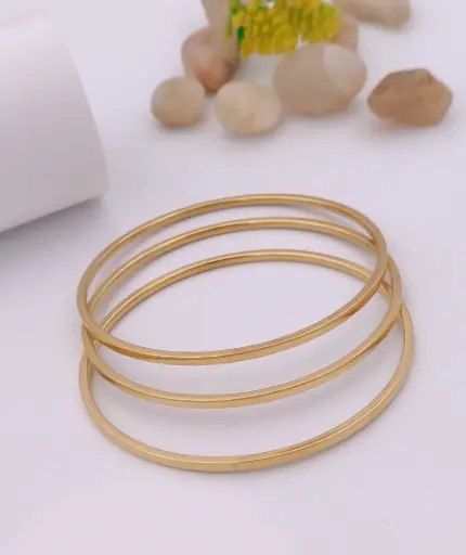Elegant Gold-Tone Stainless Steel Anti-Tarnish Bangles (Set of 3)